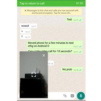 WhatsApp video call dalam mode PiP