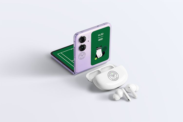 Oppo Indonesia meluncurkan Oppo Find N2 Flip Moonlit Purple dan official merchandise Wimbledon, yakni Oppo Enco X White Wimbledon Special Edition. 