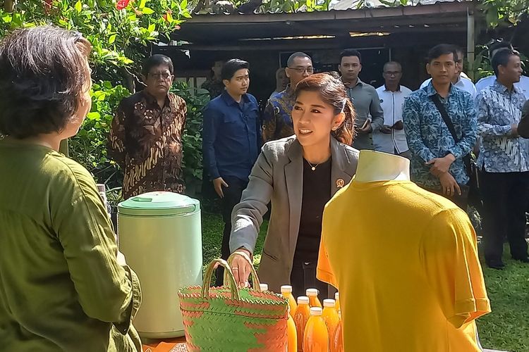 Meutya Hafid saat meninjau UMKM di Kamlung Siber Tamansari, Kota Yogyakarta, Rabu (11/12/2024)