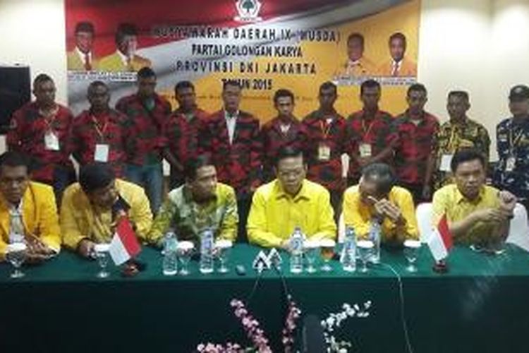 Konferensi pers DPP Partai Golkar hasil Munas Ancol, di Hotel Mega Anggrek, Jakarta Barat, Selasa (9/6/2015).