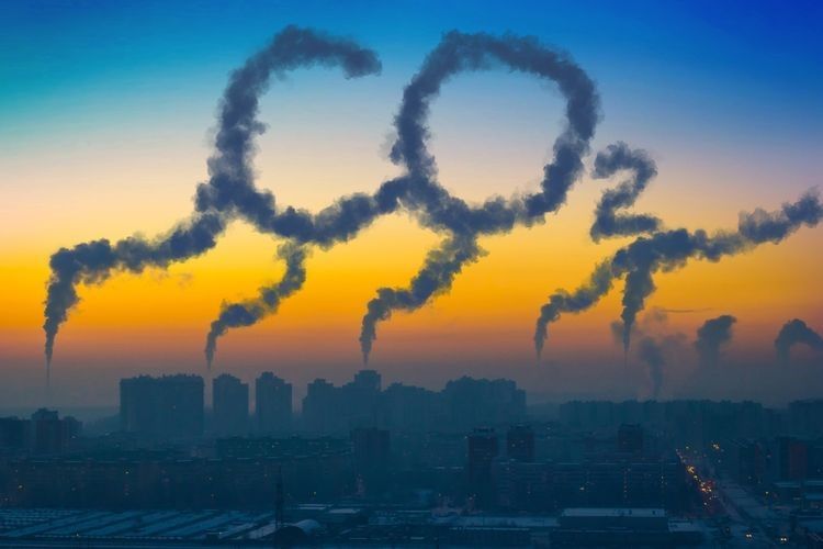  Ilustrasi emisi karbon. 