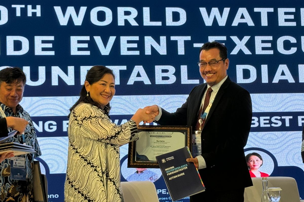 Vice President (VP) Sustainability Strategy Pertamina Suripno dalam kegiatan 10th Water Forum Side Event-Executive Roundtable Dialogue sebagai rangkaian World Water Forum ke-10 Tahun 2024, di Nusa Dua, Bali, Rabu (22/5/2024)