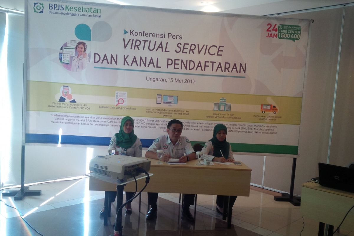 Konferensi pers Virtual Service & Perluasan Kanal Pendaftaran Peserta JKN-KIS di Ungaran, Senin (15/5/2017) siang