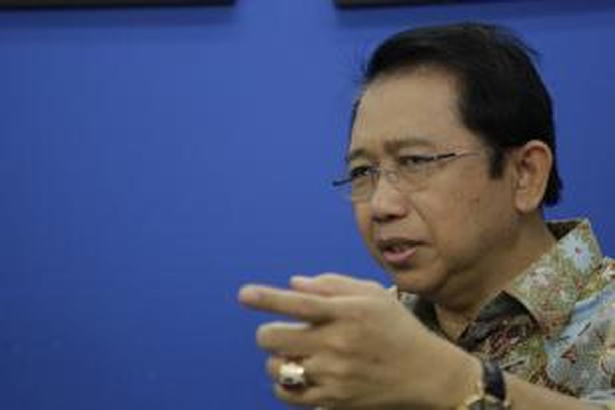 Ketua DPR RI Marzuki Alie saat berkunjung ke Redaksi Kompas.com, Palmerah, Jakarta, Senin (6/1/2014).  