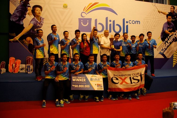 PB Exist Jakarta mengalahkan PB Djarum Kudus 3-1 dan menjuarai kategori U-17 putra turnamen Blibli Superliga Junior 2018 yang berlangsung di GOR Djarum, Magelang, Sabtu (20/10/2018).