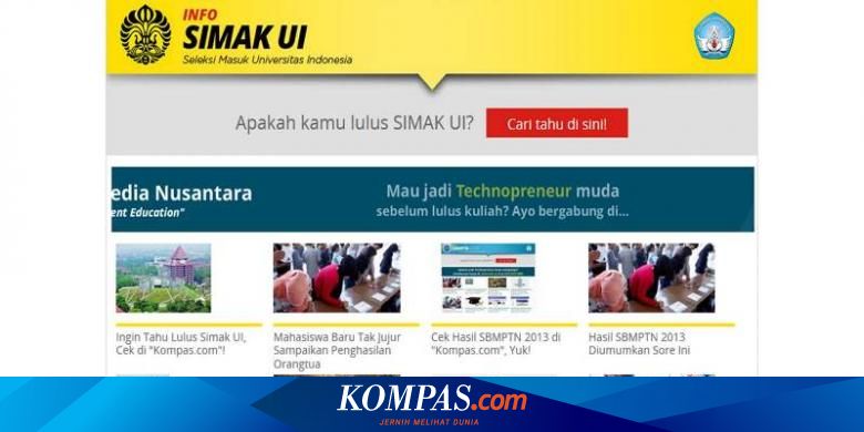 Ini Dia Pengumuman Hasil Simak Ui Di Kompas Com