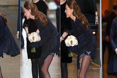 Ups… Tiupan Angin Membuat Rok Kate Middleton Tersibak!