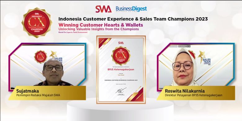 BPJS Ketenagakerjaan raih penghargaan dalam ajang Indonesia Customer Experience Champion (ICXC) 2023.