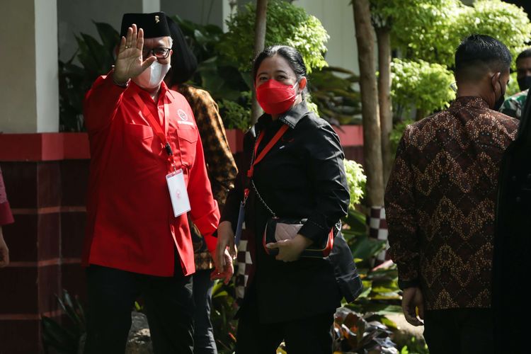 Ketua DPP PDI Perjuangan Puan Maharani menghadiri Rakernas PDI Perjuangan di Jakarta, Selasa (21/6/2022). Partai Demokrasi Indonesia Perjuangan (PDI-P) menggelar Rapat Kerja Nasional (Rakernas) mulai hari ini hingga Kamis (23/6/2022) di Sekolah Partai, Lenteng Agung, Jakarta Selatan.