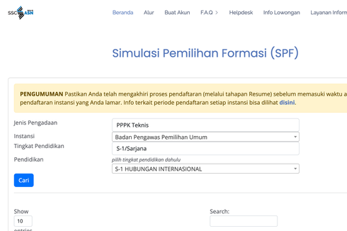 Cara Melihat Formasi Lowongan PPPK Teknis di SSCASN