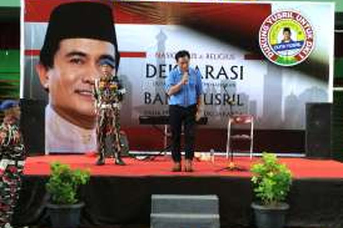 Ketua DPC Demokrat Jakarta Timur, Misan Samsuri di GOR Jakarta Timur, Jumat (16/9/2016).