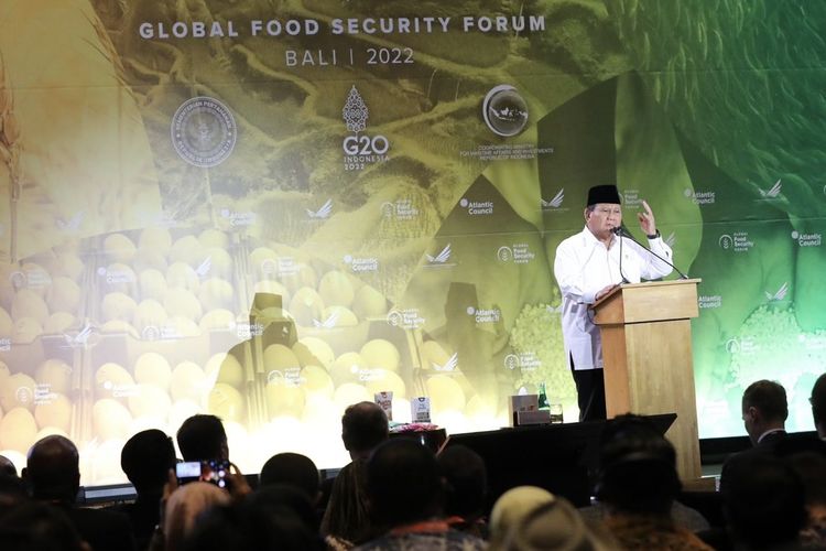 Menteri Pertahanan (Menhan) Prabowo Subianto dalam sambutan pada acara Global Food Security Forum di Bali, dikutip dari siaran pers, Minggu (13/11/2022).