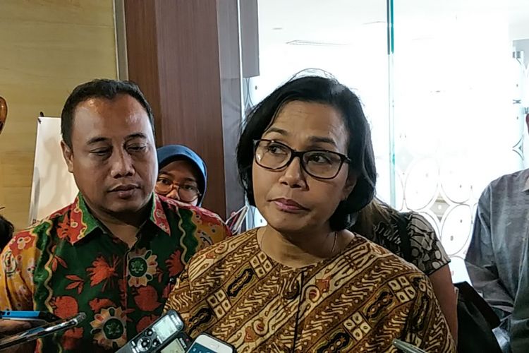 Menteri Keuangan (Menkeu) Sri Mulyani di Perpustakaan Nasional, Jakarta, Kamis (11/1/2018).