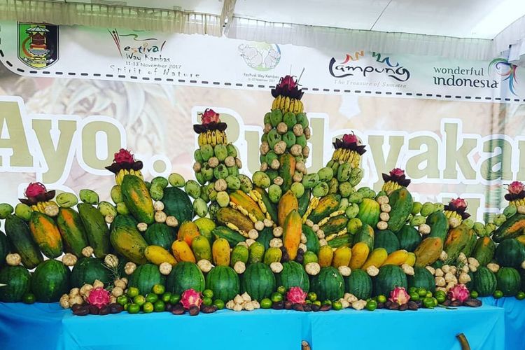 Festival Way Kambas ditutup dengan parade buah yang merupakan produksi unggulan, Sabtu (11/11/2017).