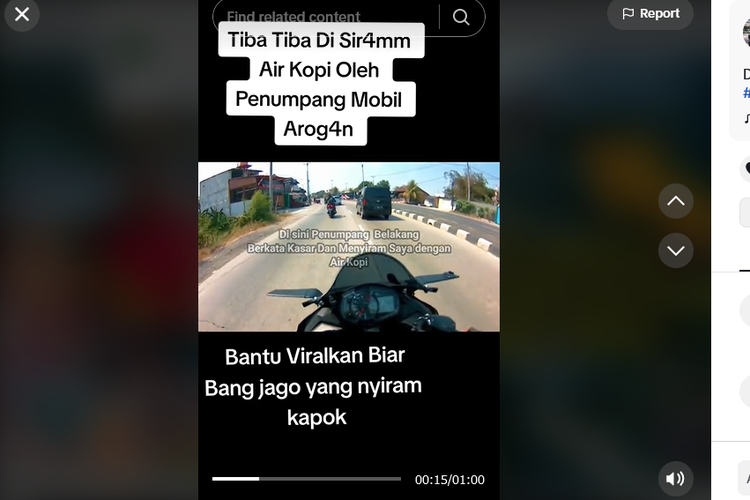 pengendara motor disiram kopi setelah geber gas motornya