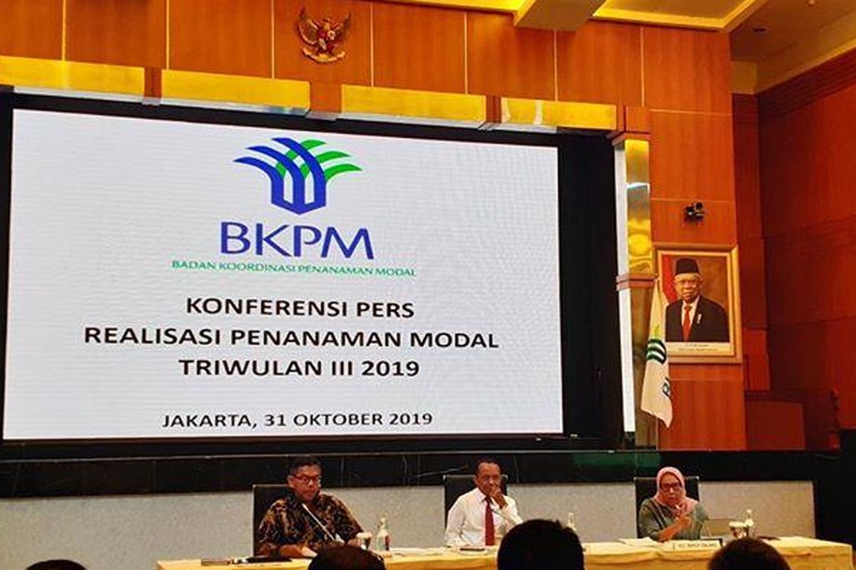 Kepala BKPM Bahlil Lahadalia saat memaparkan realisasi investasi kuartal III 2019 di Jakarta, Kamis (31/10/2019) 