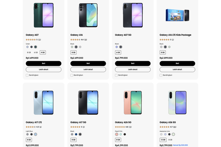 Harga HP Samsung Hari Ini 22 Februari 2026, Harga mulai Rp 1 Jutaan