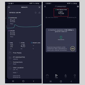 Resolusi video maksimum terbaik yang bisa dinikmati di jaringan First Media milik KompasTekno ialah 480p.