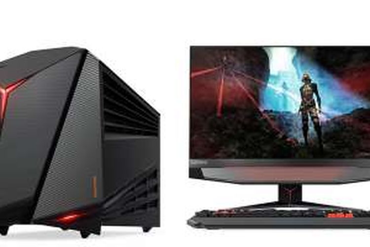 Duo PC gaming VR Ready Lenovo IdeaCentre Y710 Cube (kiri) dan IdeaCentre AIO Y910 