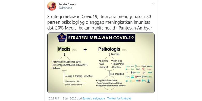 Tangkapan layar soal strategi melawan Covid-19 Gugus Tugas