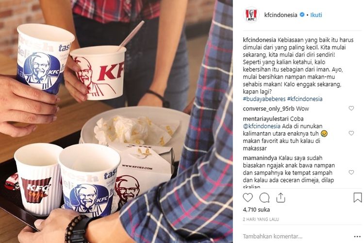 KFC ajak masyarakat untuk membudayakan kebiasaan beberes makan setelah selesai makan.