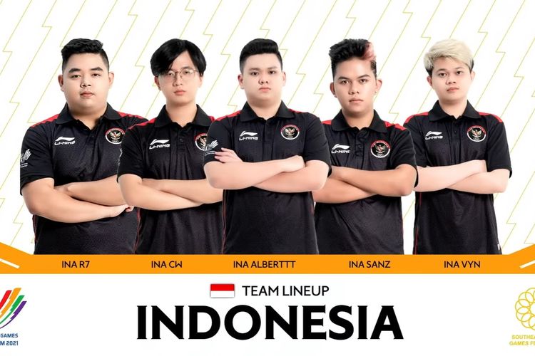 Ilustrasi lineup timnas Indonesia untuk Mobile Legends di SEA Games 2021.
