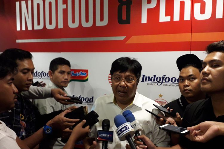 Direktur Utama Persija Jakarta Gede Widiade usai acara partnership launch Persija dan Indofood di Jakarta, Kamis (17/1/2019).