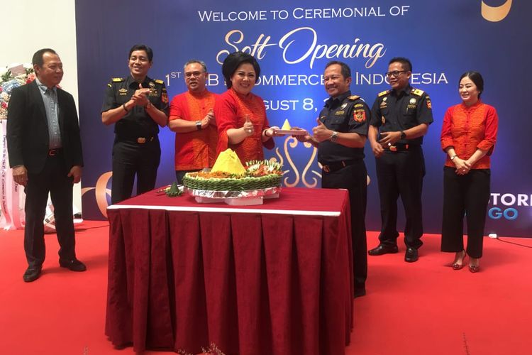 Peresmian pusat logistik berikat e-commerce yang dioperasikan oleh PT Uniair Indotama Cargo, Kamis (8/8/2019).