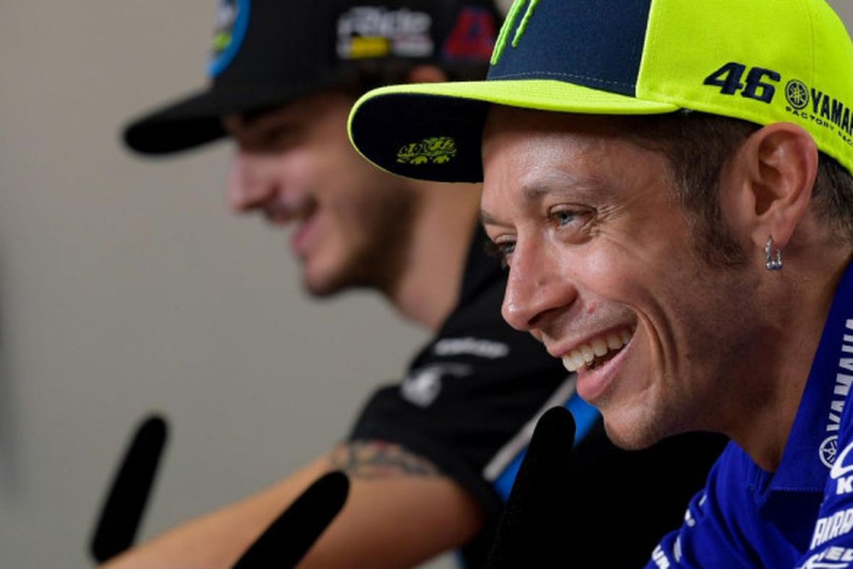 Valentino Rossi saat sesi jumpa pers jelang MotoGP Italia, Kamis (31/5/2018).
