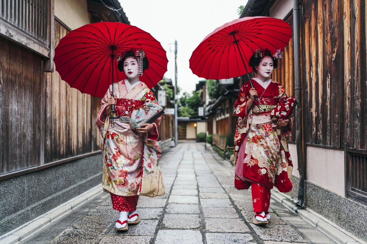 Ilustrasi geisha, orang Jepang. Studi analisis genetik dari DNA kuno ungkap nenek moyang orang Jepang modern.