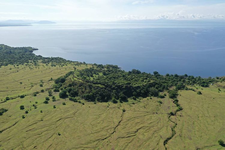 Tangkapan udara situs Doro Bente yang disebut sebagai benteng kerajaan yang terkubur saat Tambora meletus. Doc. BTN Tambora