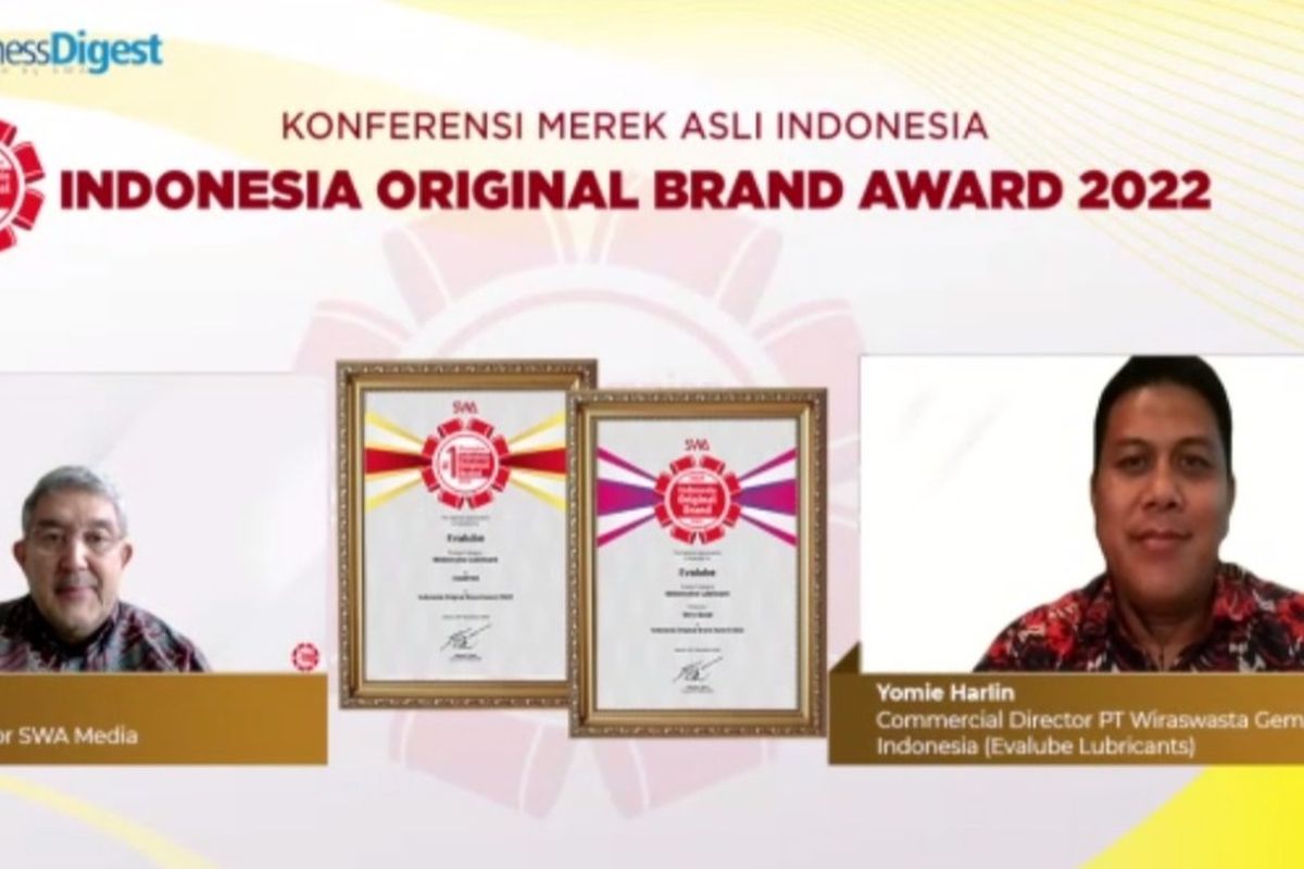 Oli motor Evalube kembali mendapat penghargaan Indonesia Original Brand 2022