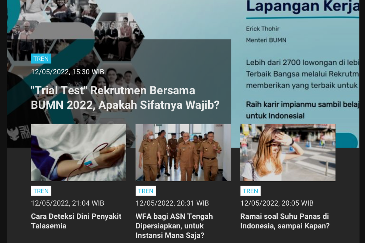Berita terpopuler Tren 