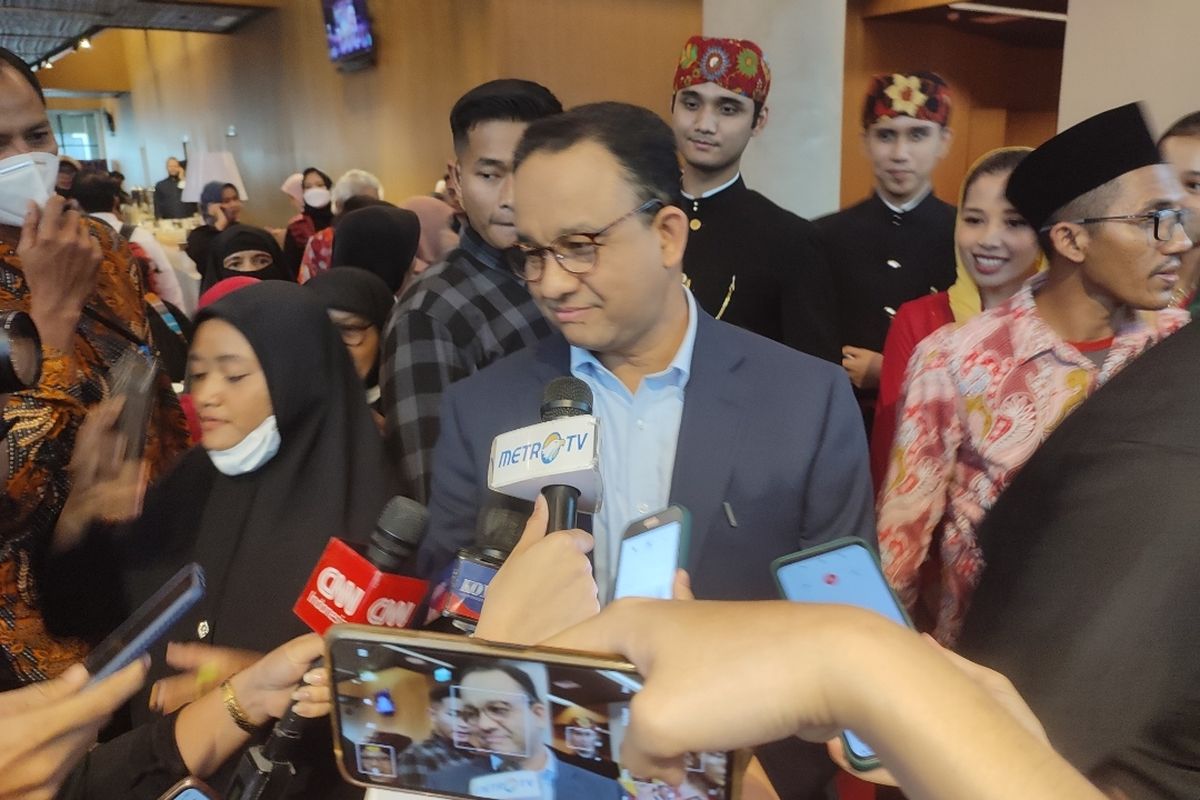 Gubernur Anies Baswedan dalam acara pemaparan pemaparan kinerja Pemerintah Provinsi DKI Jakarta di Taman Ismail Marzuki, Jakarta Pusat, Sabtu (8/10/2022).