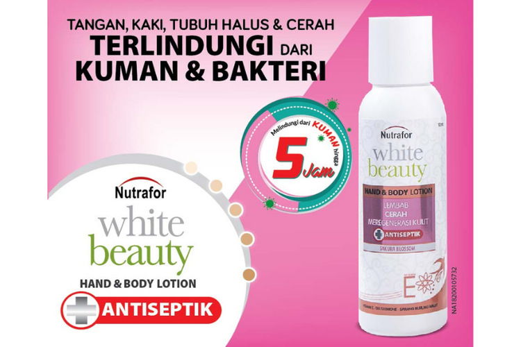 Nutrafor White Beauty Hand & Body Lotion mampu membunuh kuman dan mencerahkan kulit.