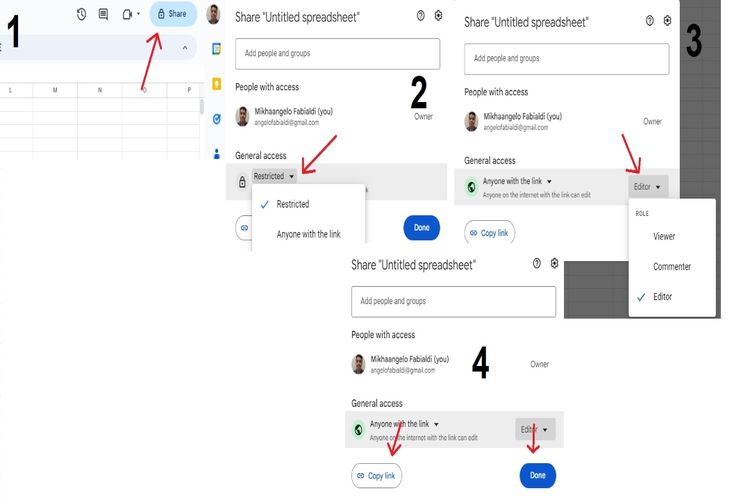 ilustrasi cara membuat agar Google Sheets dapat diedit semua orang