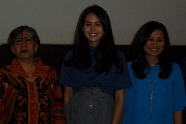 Maudy Ayunda usai acara diskusi pendidikan di CGV Grand Indonesia, Jakarta Pusat, Jumat (28/4/2017).