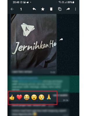 Tampilan fitur reaksi untuk pesan yang sempat diuji coba kepada user WhatsApp beta.