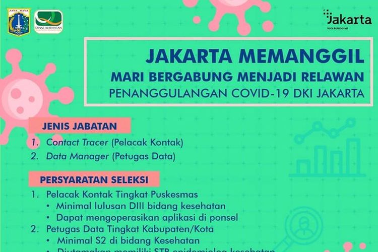 Tangkapan layar pengumuman rekrutmen relawan penanggulangan Covid-19 DKI Jakarta