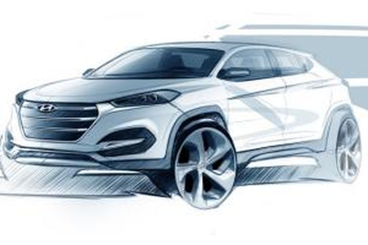 Hyundai All-New Tucson dalam sketsa.