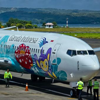 ILustrasi pesawat Garuda Indonesia. 