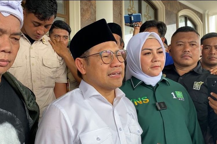 Cawapres nomor urut 1 Muhaimin Iskandar seusai berkampanye di SBS Center Venue, Kabupaten Bogor, Jawa Barat, Selasa (23/1/2024).
