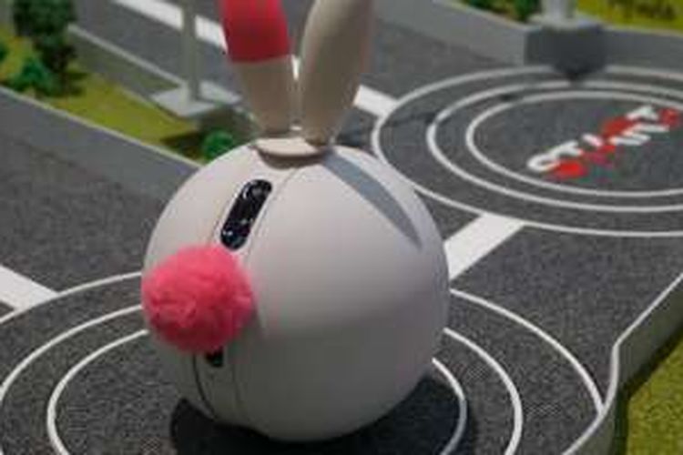 Bobot LG Rolling Bot yang berbentuk bundar serta bisa berperan sebagai teman main hewan peliharaan dan home surveillance sekaligus