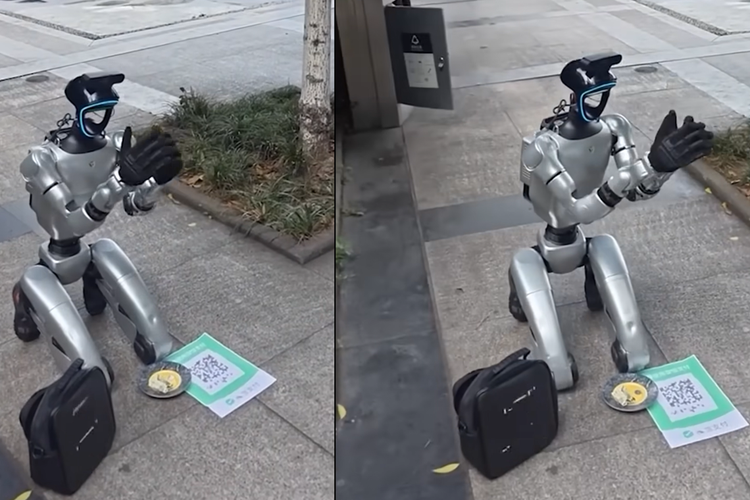 Robot China Ngemis di Jalanan, Minta Donasi lewat Kode QR