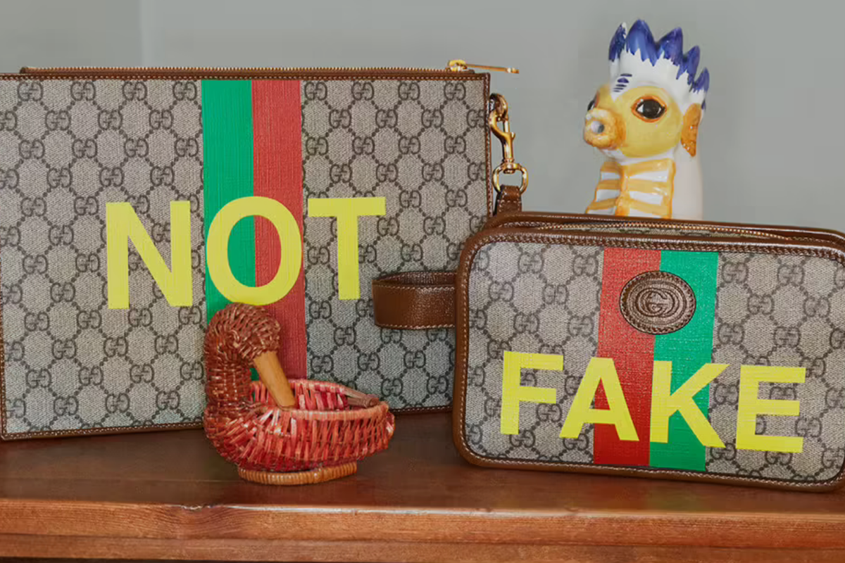 Gucci fake/not collection merupakan sindiran untuk peredaran barang KW yang kini masif di pasaran