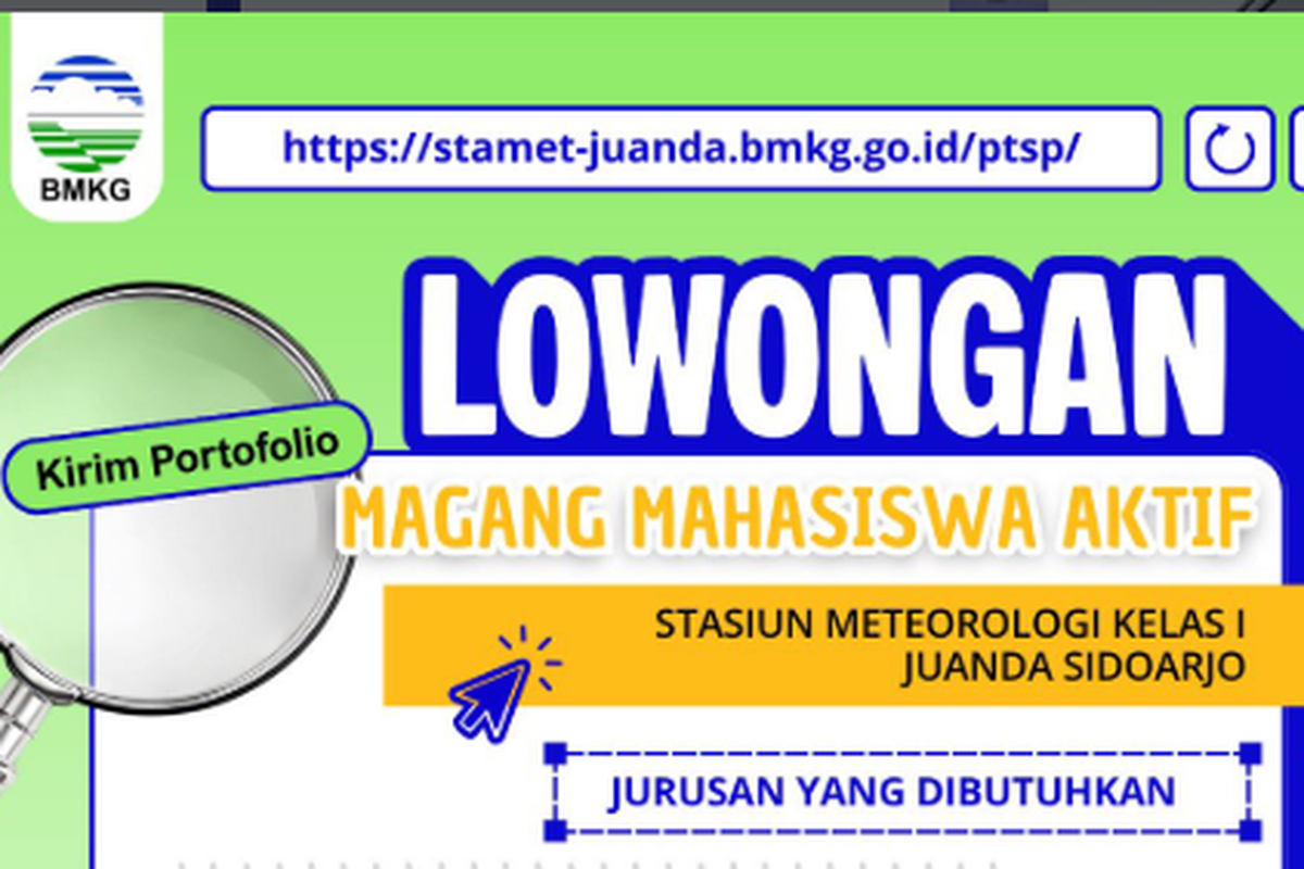 BMKG Juanda Sidoarjo Buka Lowongan Magang, Cek Jurusan yang Dibutuhkan