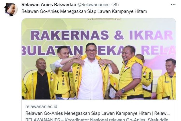 Anies Baswedan menghadiri acara deklarasi Go-Anies.