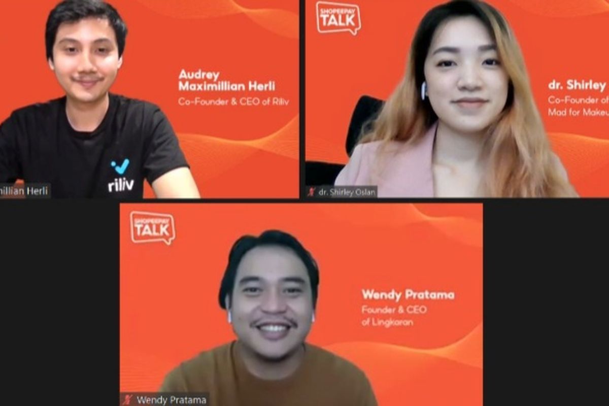 Audrey dalam ShopeePay Talk Bagikan Strategi Merumuskan Brand Purpose yang disiarkan secara virtual, Jumat (17/12/2021). (Tangkapan layar)