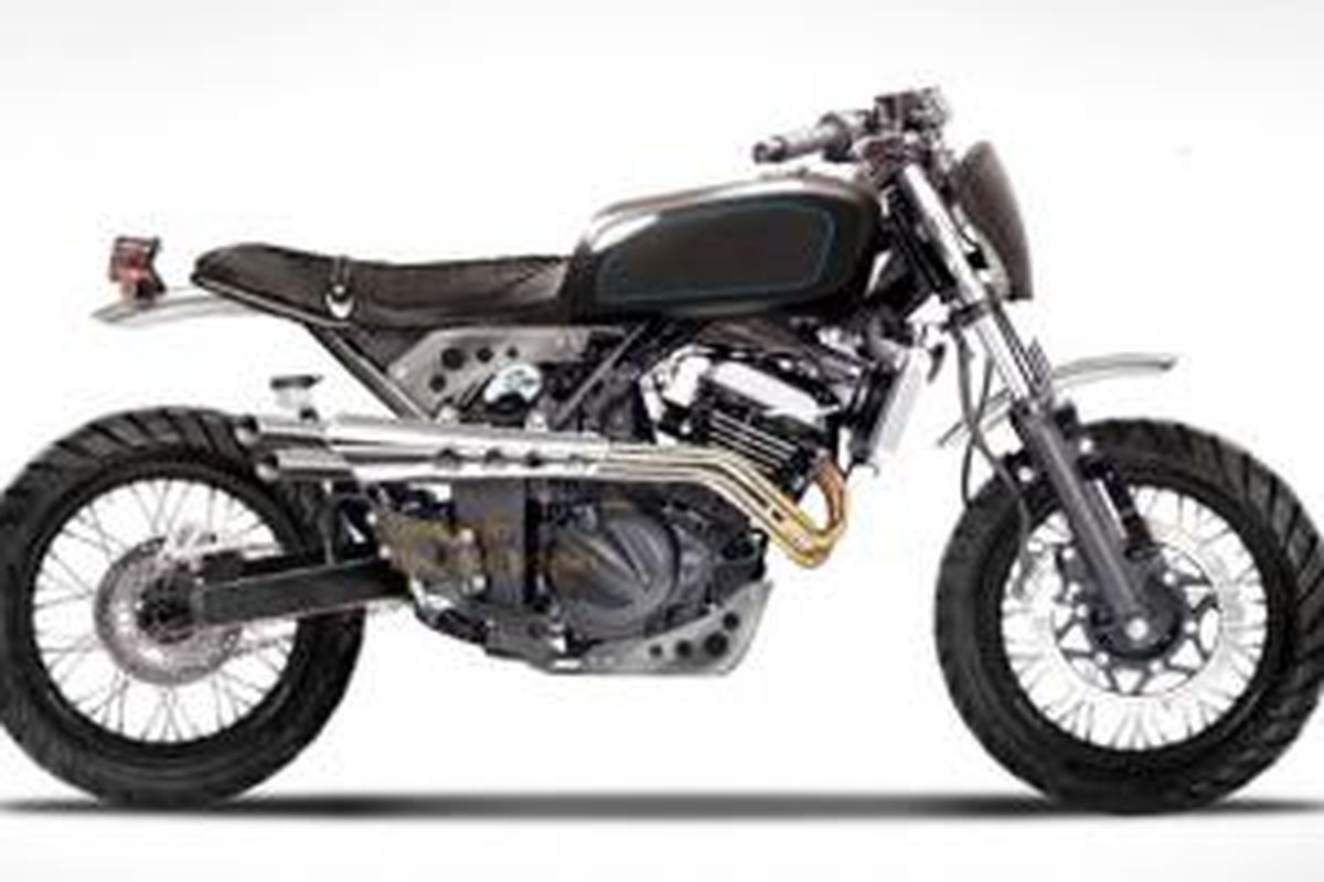 Desain dua dimensi sepeda motor Ninja 250 yang akan diubah ke dalam bentuk scrambler.