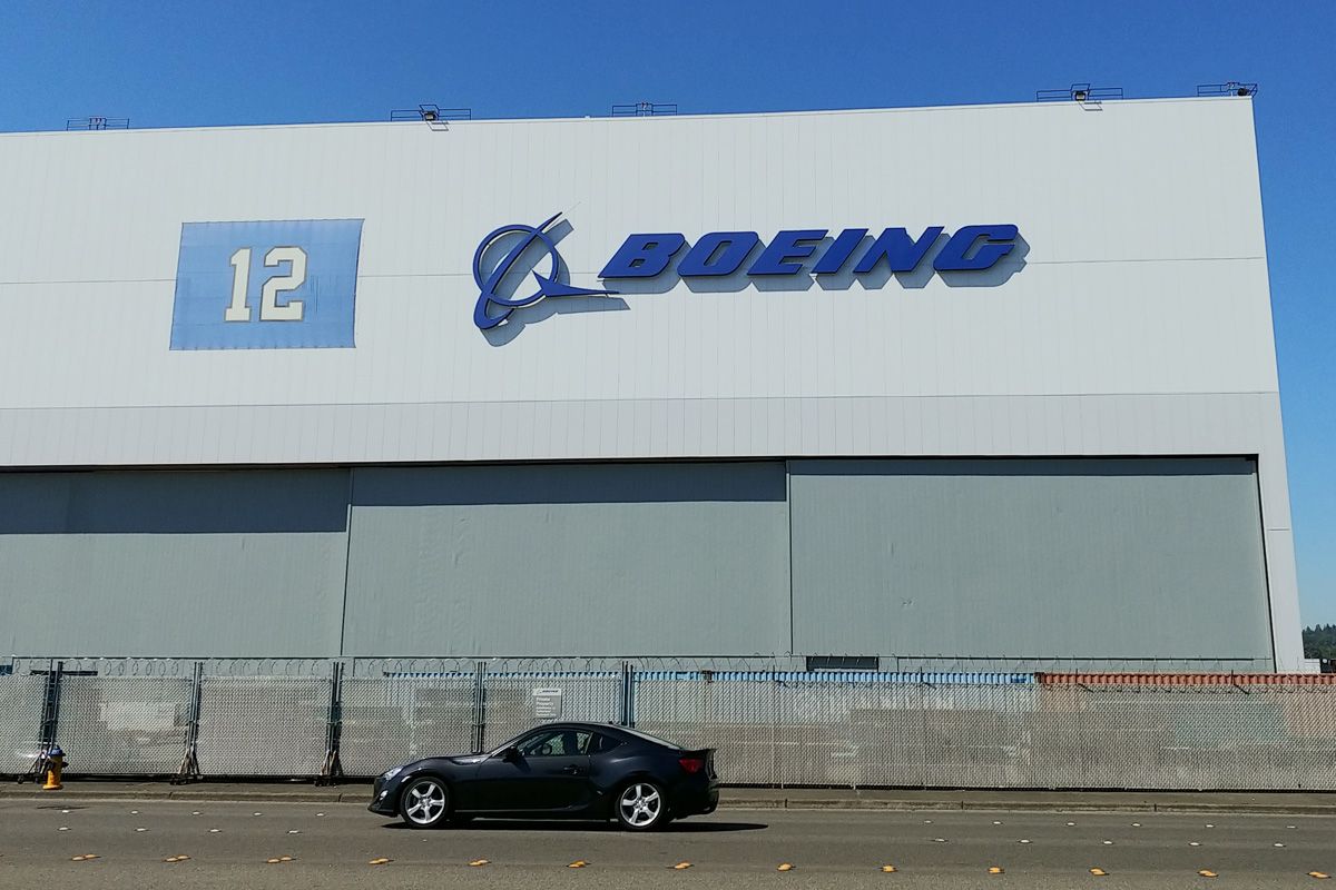 Salah satu bangunan di pabrik Boeing di Seattle, Washington.